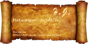 Hatvanger Jolán névjegykártya